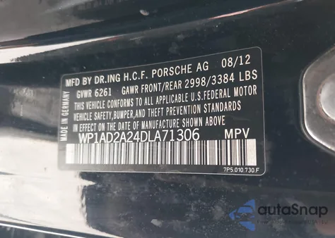 2013 Porsche Cayenne Gts z USA, uszkodzony, nr VIN WP1AD2A24DLA71306